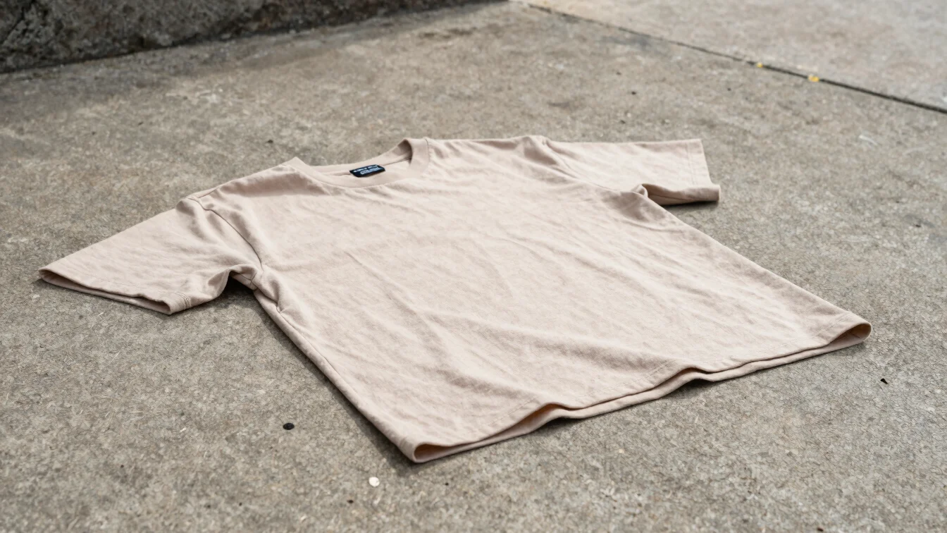Editorial streetwear product detail, a folded oversized cotton t-